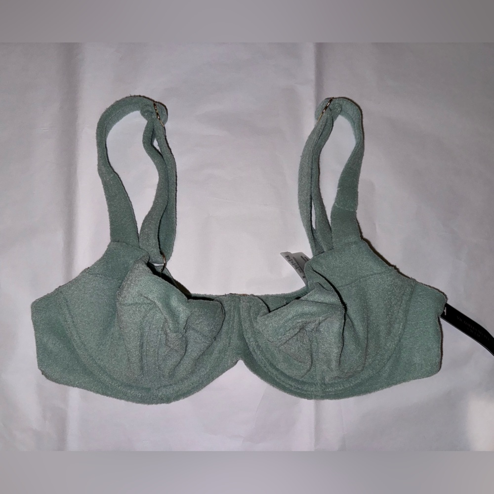 36C ~ Spring 2022 VICTORIA’S SECRET Moss Green Terry Cloth Bikini Top NWT! - Picture 3 of 6